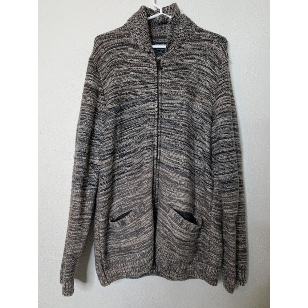 Abercrombie‎ Fitch Cardigan Mens Large Gray Shawl Full Zip Up Front Sweater Knit